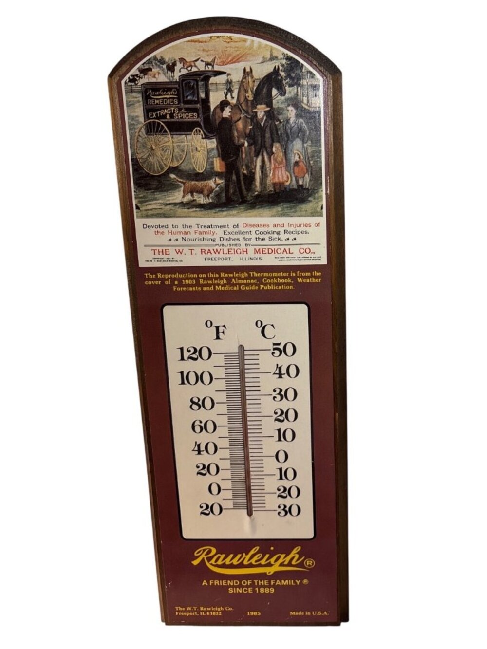 Rawleigh Medical Co Wooden Advertising Thermometer 15" Nostalgic 1985 Vintage